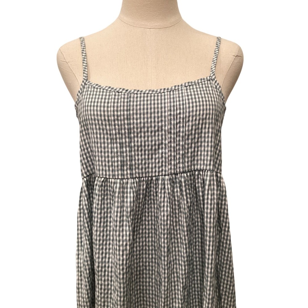 Green White Gingham Midi Sundress Cotton Adjustable Straps Dress - Medium - Picture 3 of 11